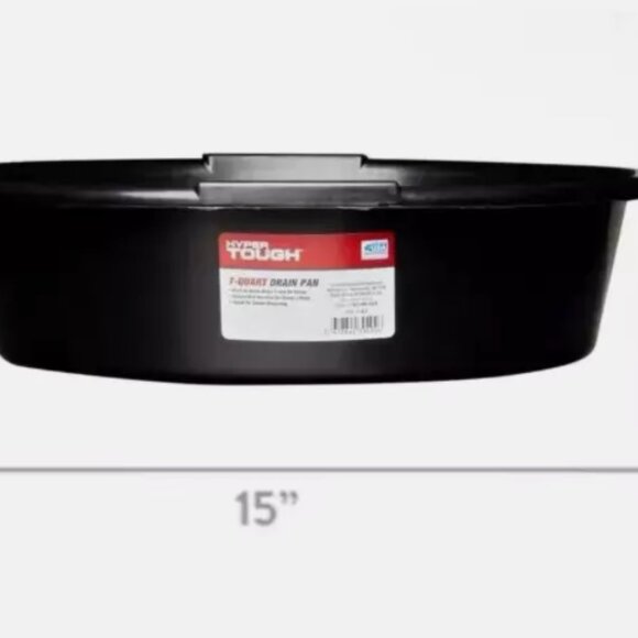 HYPER TOUGH Oil Drain Pan Automotive 7-Quart Drain Pan, 7QDP-19-BLK Portable - Picture 5 of 5